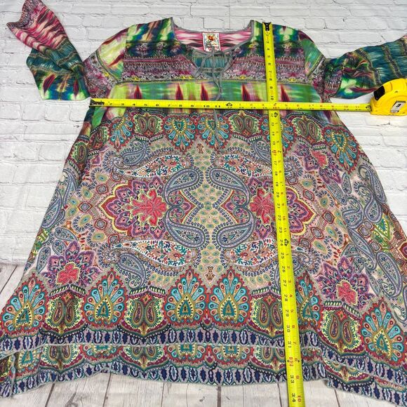 Johnny Was 3/4 Sleeve Blouse Top Shirt Size Large 100% Silk Floral Boho C095 -5 - Picture 2 of 15